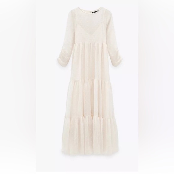 Zara Elegant Cream Maxi Dress - Picture 3 of 4